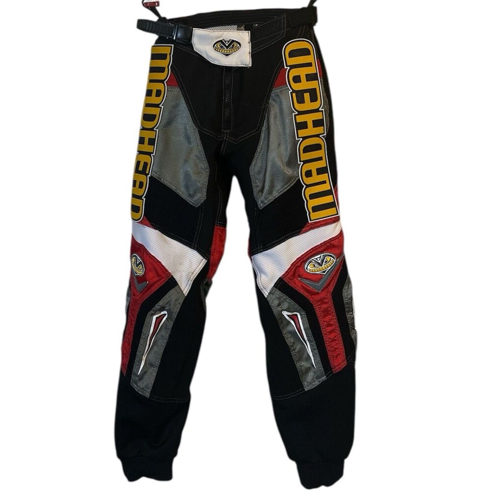 Youth Motocross Pants Padded Off Road BMX Racing XS Red Black Dirt Bike Madhead